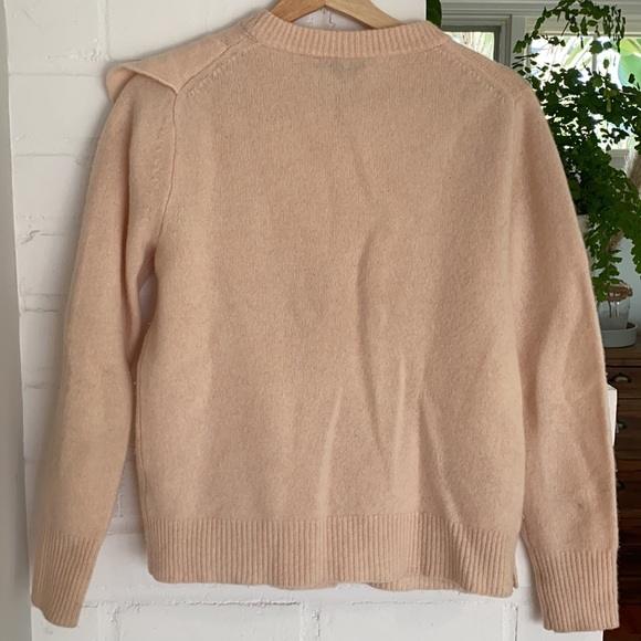Pink Jcrew Ruffle Front Marino Wool Sweater - Picture 5 of 8